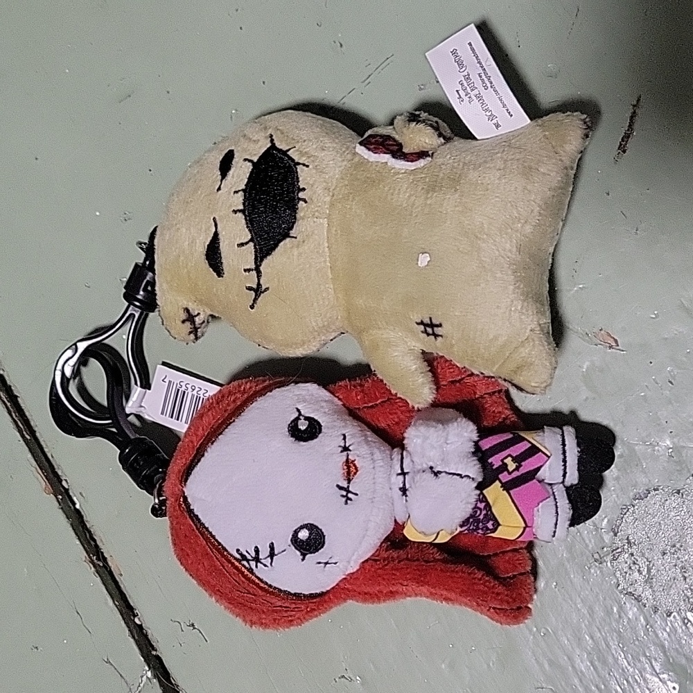 Nightmare Before Christmas Sally and Oogie Boogie stuffed keychains